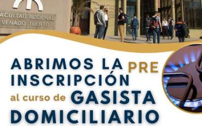 Está abierta la inscripción al curso de Gasista de Redes Domiciliaria que dictará la UTN VT