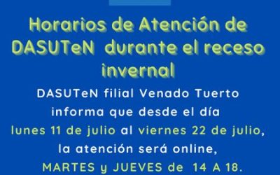 Atención de DASUTeN Venado Tuerto durante el receso invernal