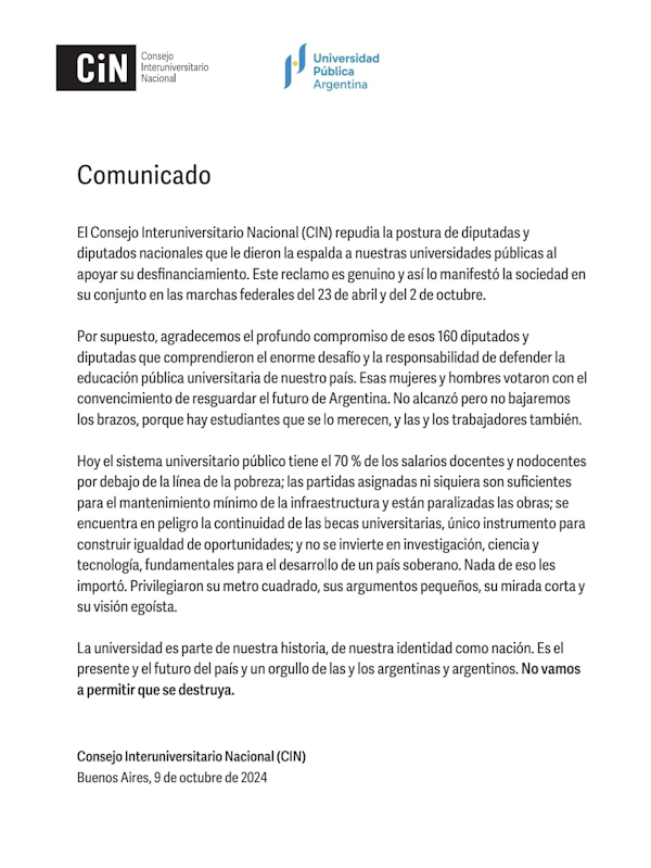 Comunicado CIN