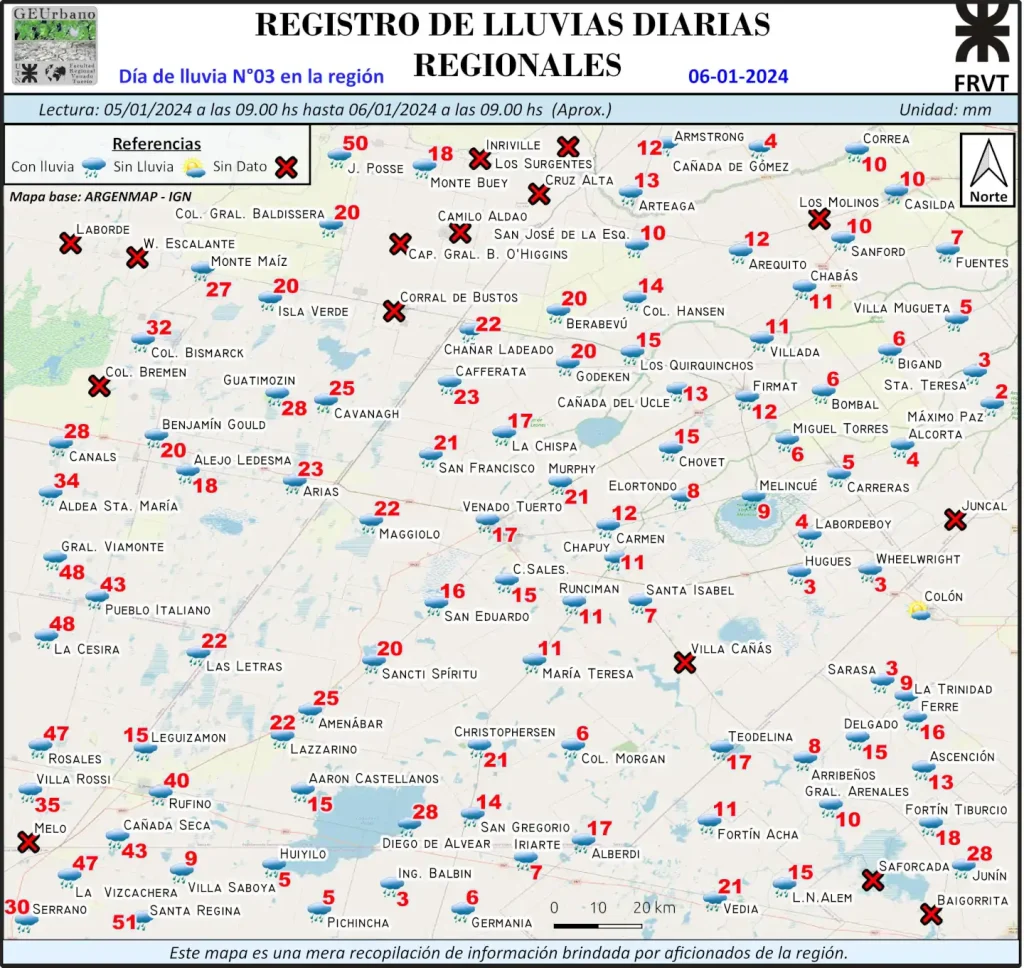 Mapa de Lluvia N°03 06-01-2024