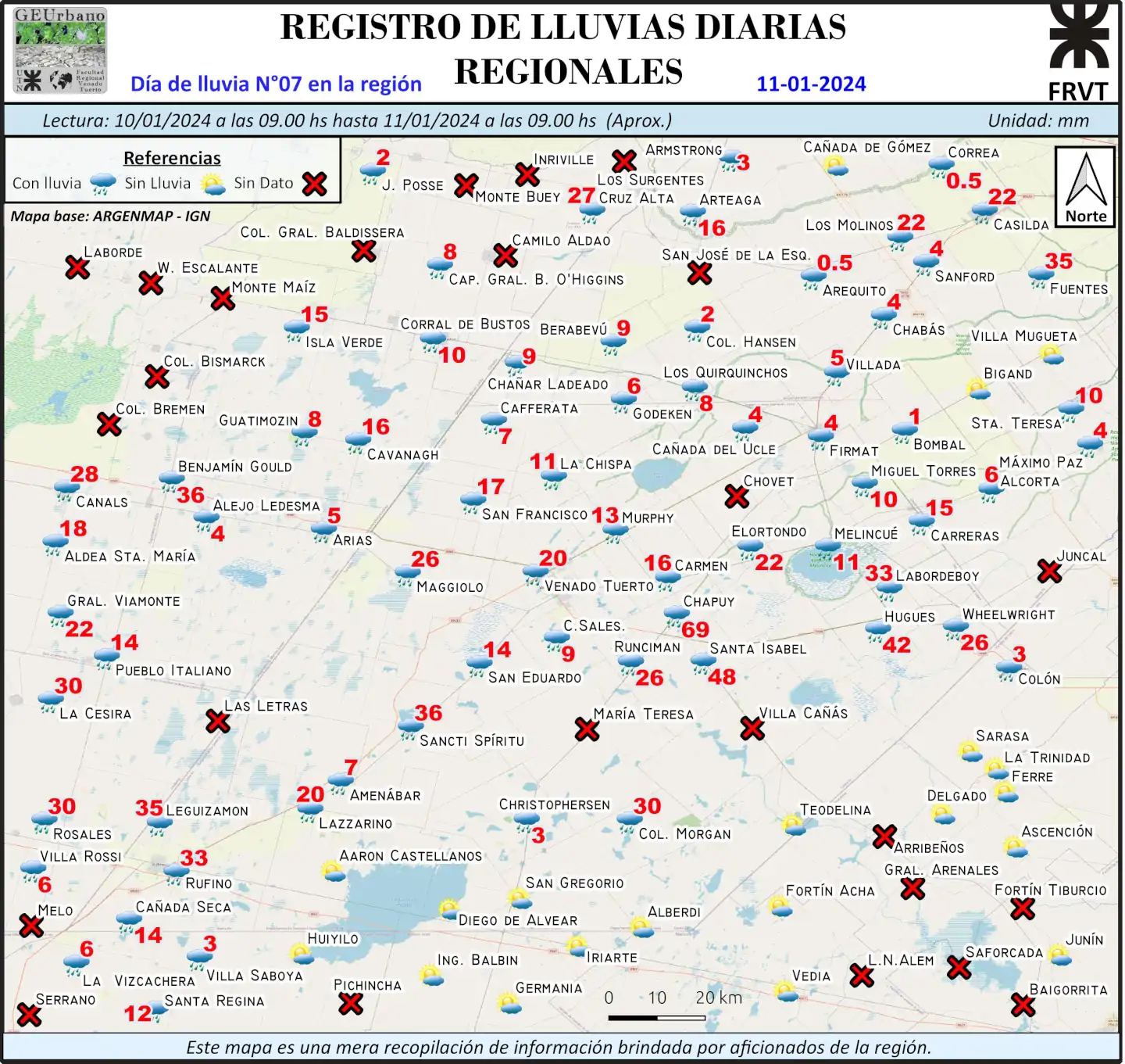 Mapa de Lluvia N°07 11-01-2024