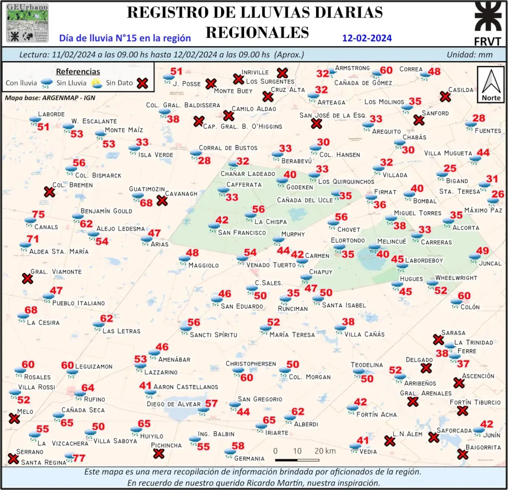 Mapa de Lluvia N°15 12-02-2024