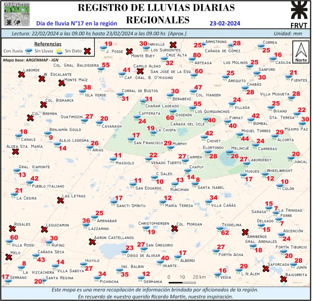 Mapa de Lluvia N°17 23-02-2024