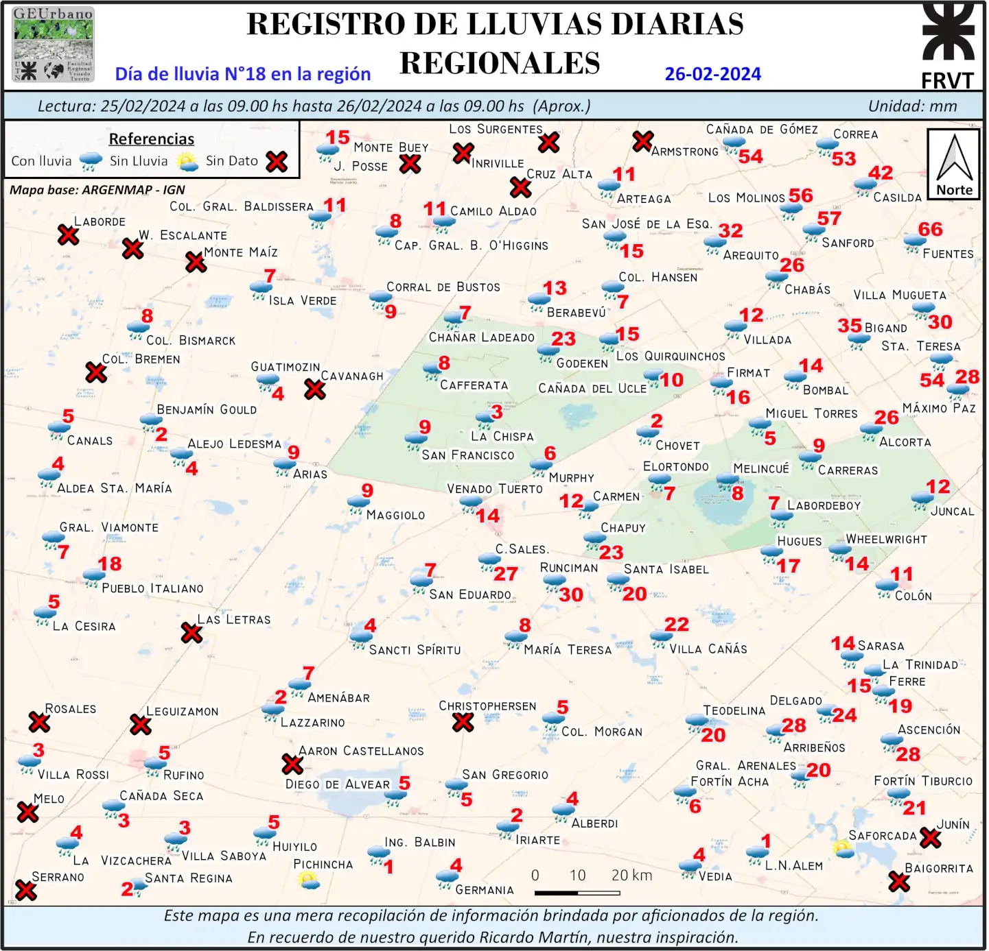 Mapa de Lluvia N°18 26-02-2024