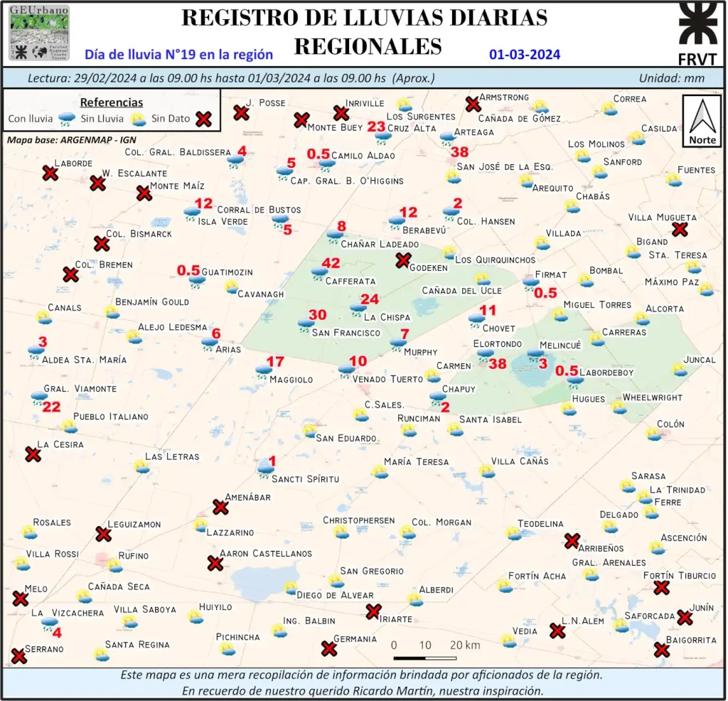 Mapa de Lluvia N°19 01-03-2024