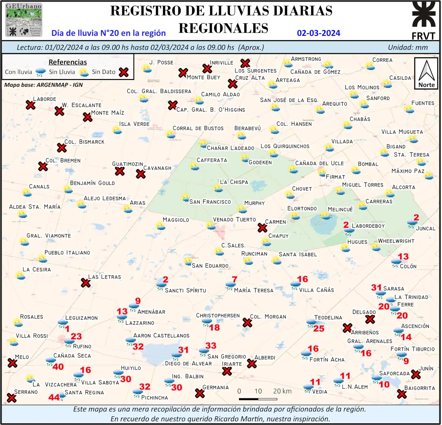 Mapa de Lluvia N°20 02-03-2024