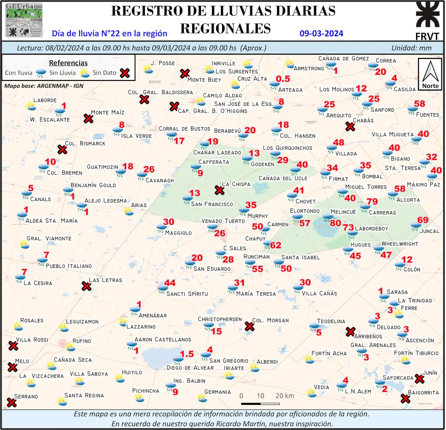 Mapa de Lluvia N°22 09-03-2024