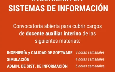 UTN VT busca profesionales para cubrir vacantes de docente auxiliar interino en la Ingeniería en Sistemas de Información